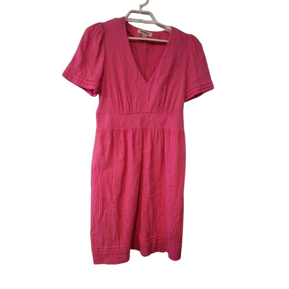 Boden Eve double cloth dress womens US 8 Long 8L short pink pockets cotton